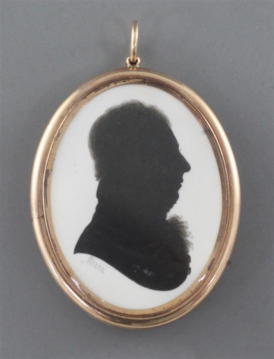 John Miers (fl.1760-1810) Silhouette of a gentleman 1.5 x 1.25in.